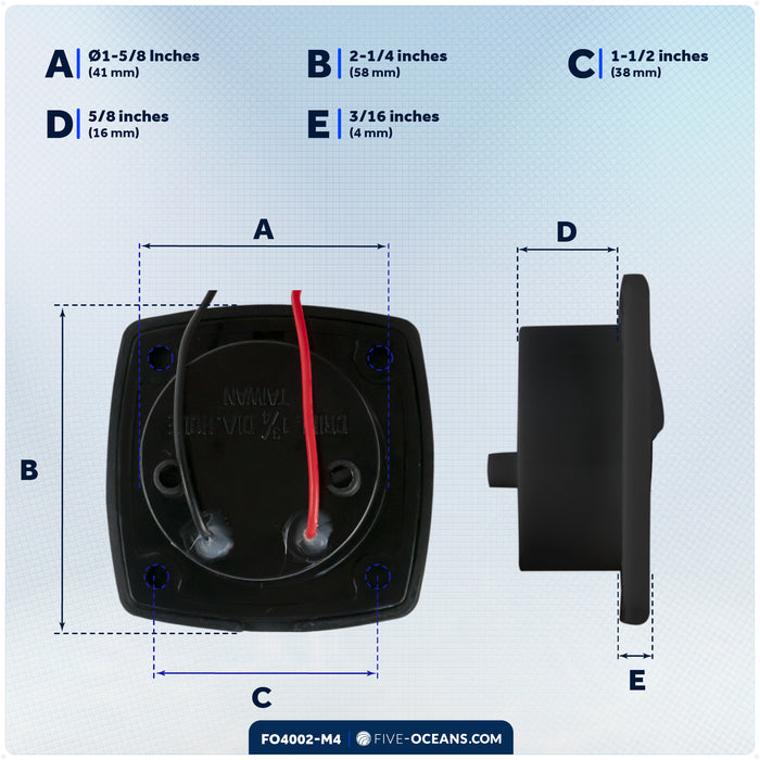 2-1/4" Square LED Recessed Courtesy / Companionway Light, Black Housing, Blue, 12V, 4-Pack - FO4002-M4 - Five Oceans