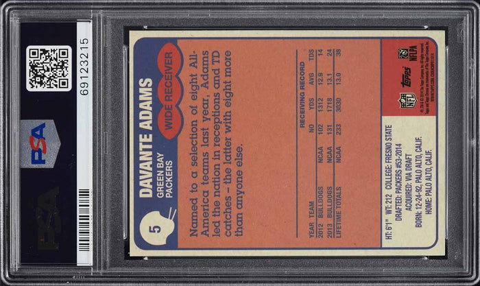 2014 Topps Chrome FB 1985 RETRO Card # 5 Davante Adams ROOKIE RC PSA NM-MT 8 (MGD2)