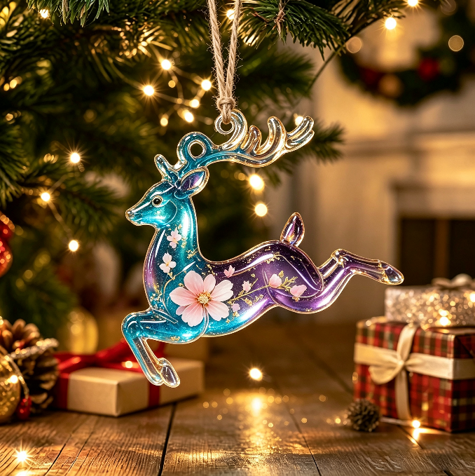 4pcs Christmas Hanging Ornament Resin Mold Set with Holes