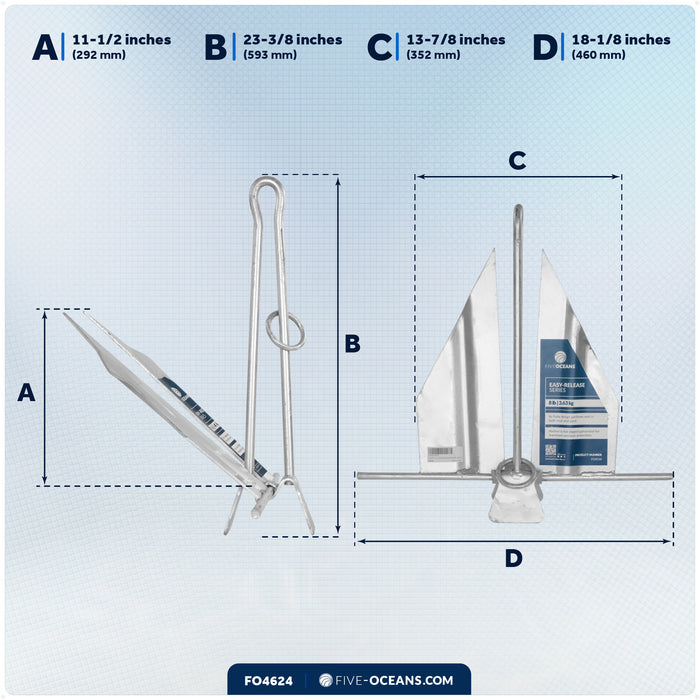 8 lb Slip-Ring Fluke Anchor - Hot-Dipped Galvanized Steel