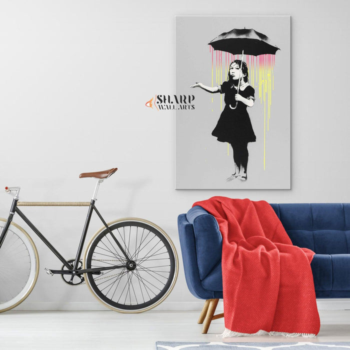 Banksy - Umbrella Girl (NOLA) Wall Art Canvas - SharpWallArts