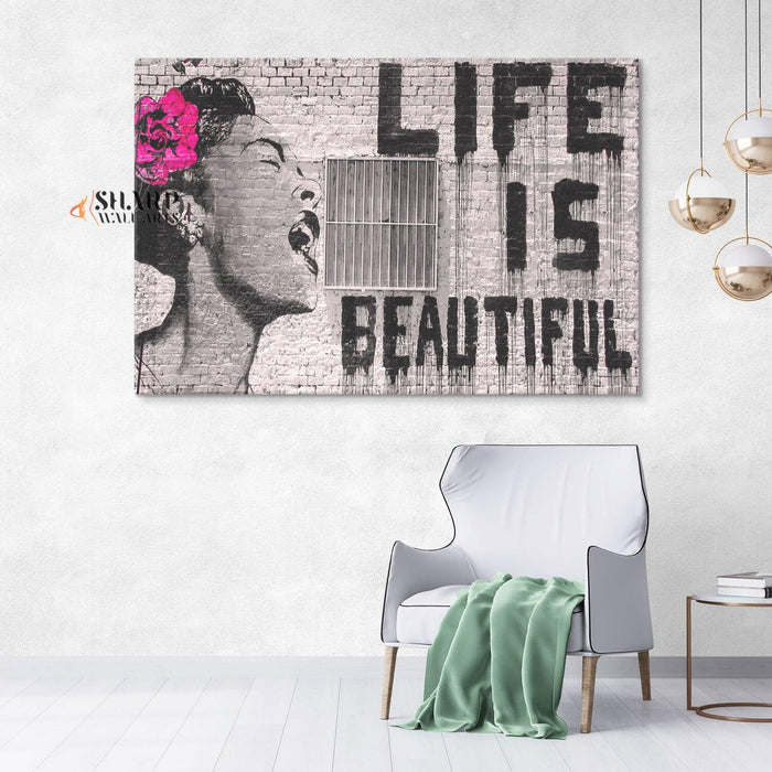 Banksy Wall Art - Life is Beautiful - SharpWallArts