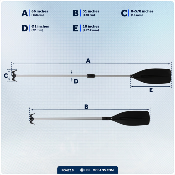 Built-In Bilge Pump Telescoping Paddle & Hook 51"- 66"
