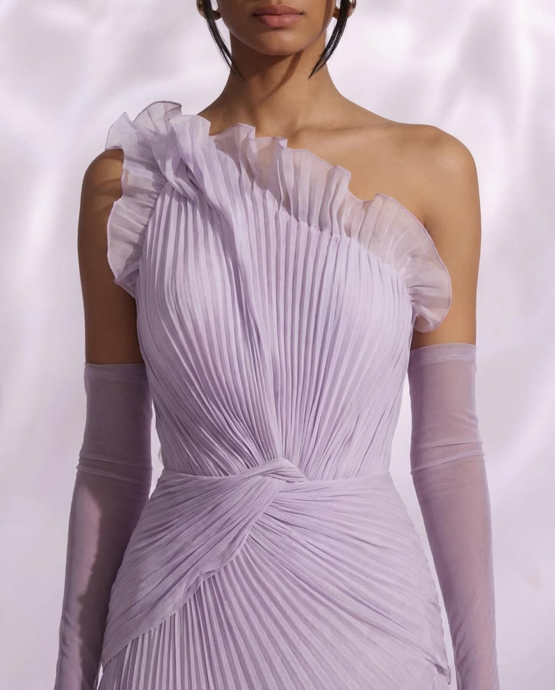 Chic Lilac One Shoulder Prom Dress Sleeveless Pleated withes