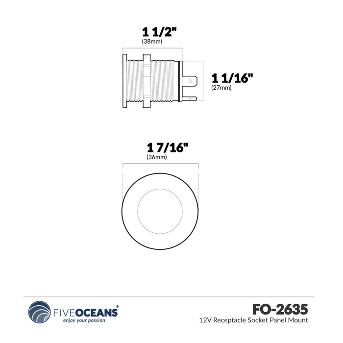 Cigarette Lighter Socket Panel, 12V - FO2635 - Five Oceans