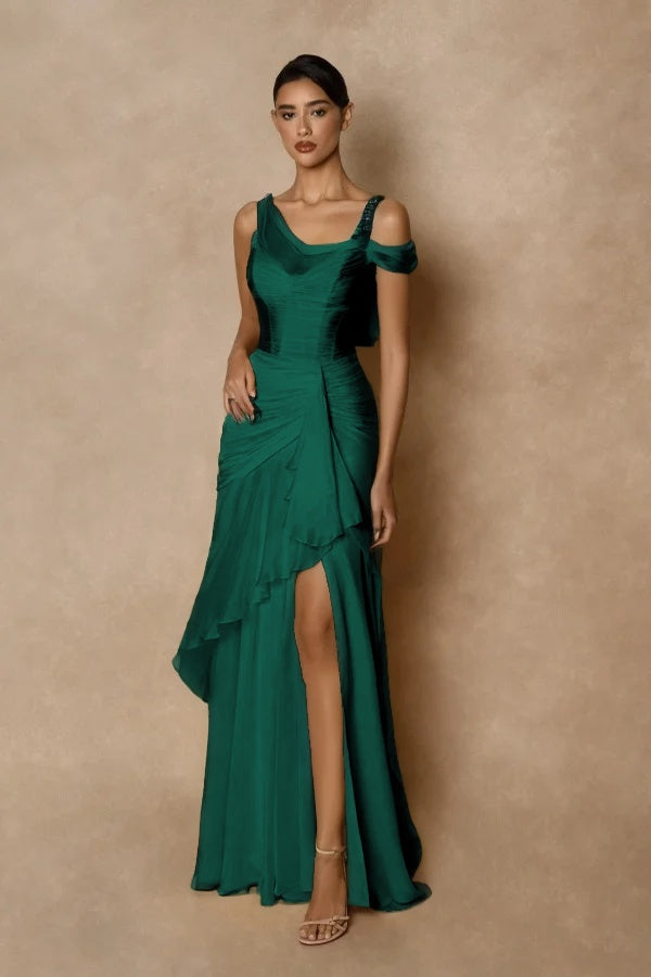 Dazzling Gold Straps Prom Dress Sleeveless Pleatedes with
