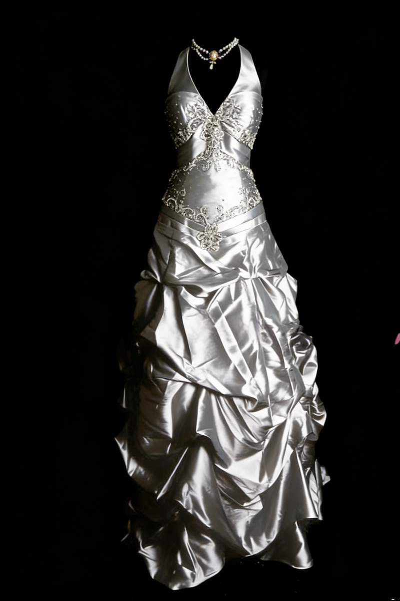Elegant Halter Purple Long Prom Dresses Beaded Satin A-Line Birthday Dress
