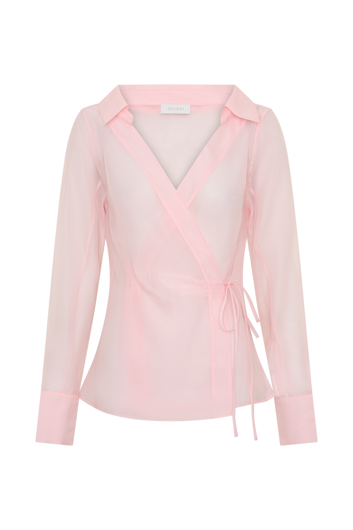 Frankie Organza Cross Over Shirt - Pale Pink
