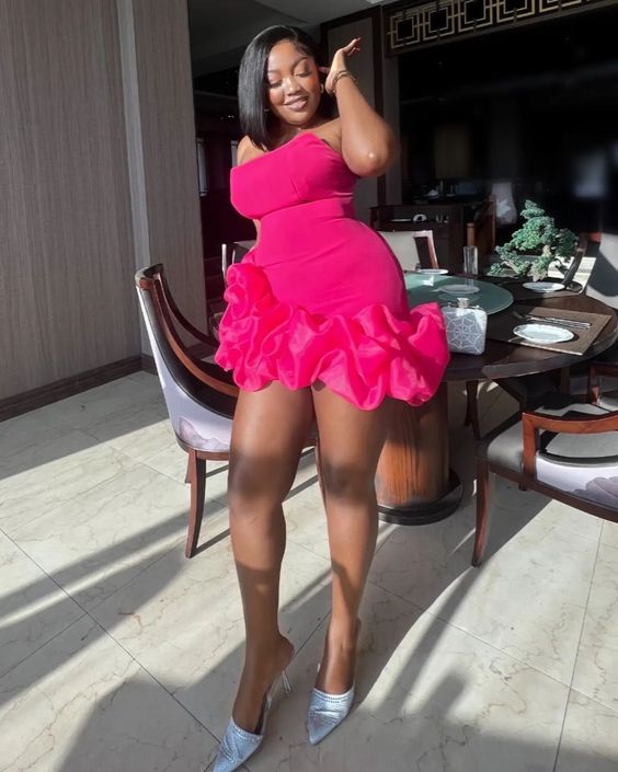 Hot Pink Short Party Gown Homecoming Dresses