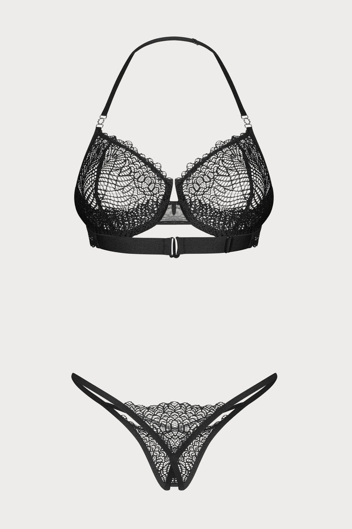 Obsessive Iliosa Lace Lingerie Set Black