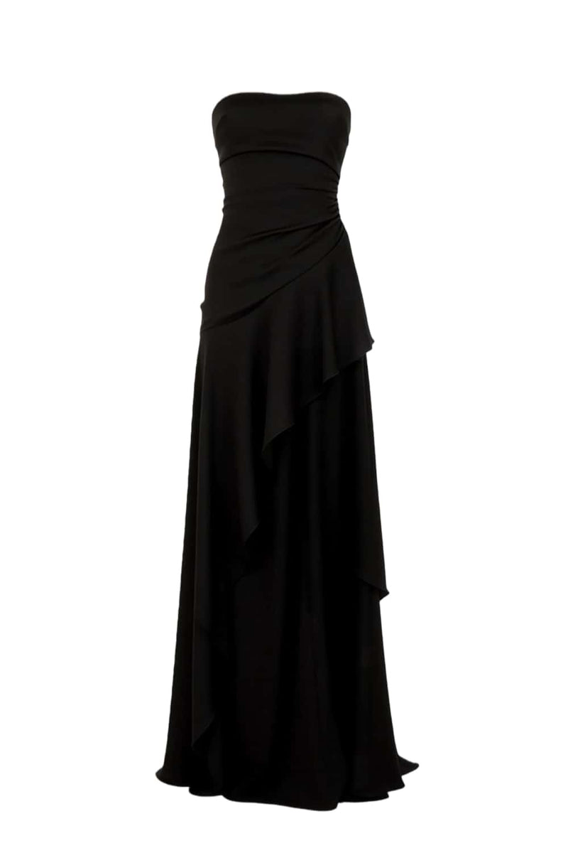 Lime Green Strapless Ruched Slit Dress