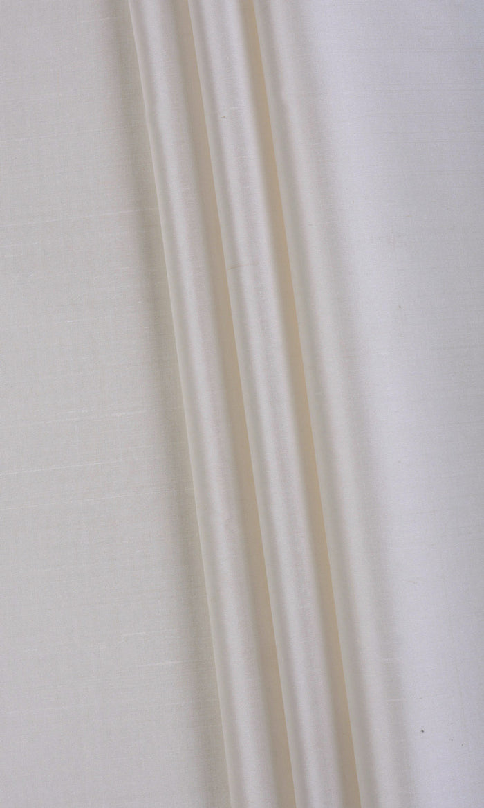 Shantung Silk Fabric By the Metre for Curtains & Drapes (White/ Ivory)
