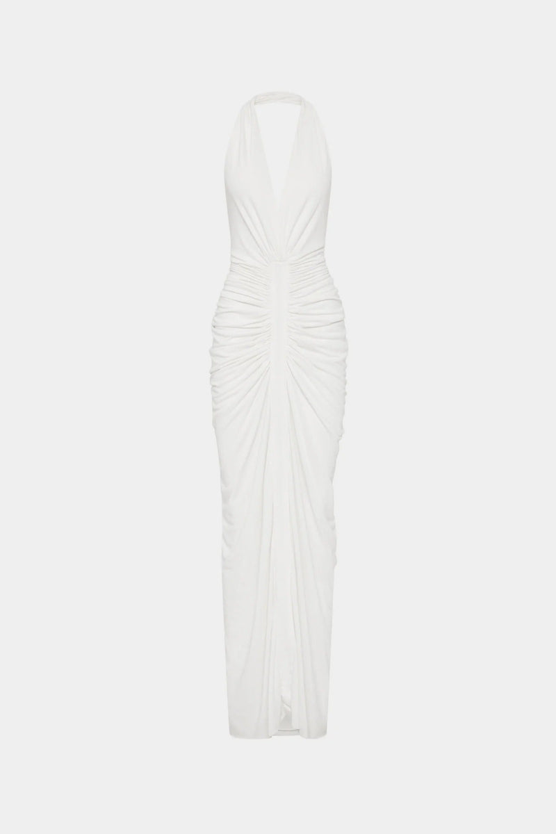 Misha Venus Gathered Cupro Dress - Ivory