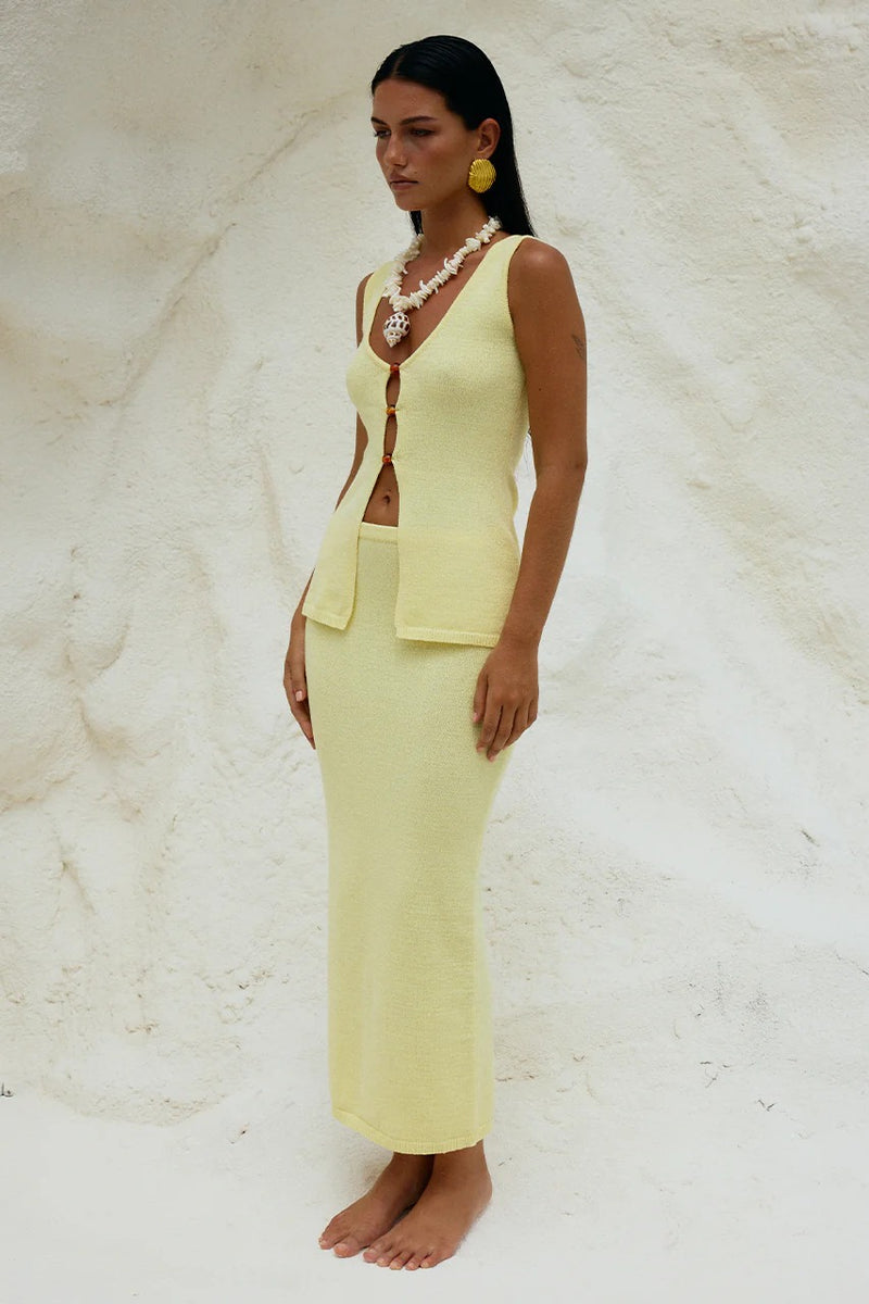 Nadine Midi Skirt - Lemon - SHOPJAUS - JAUS