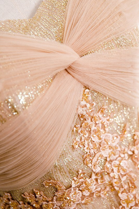 Off the Shoulder Champagne Long Formal Dress