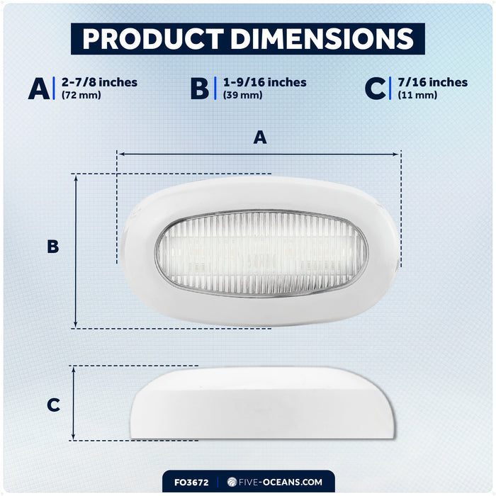 Oval LED Surface-Mount Courtesy / Accent Light, Cool White, 12V - FO3672 - Five Oceans
