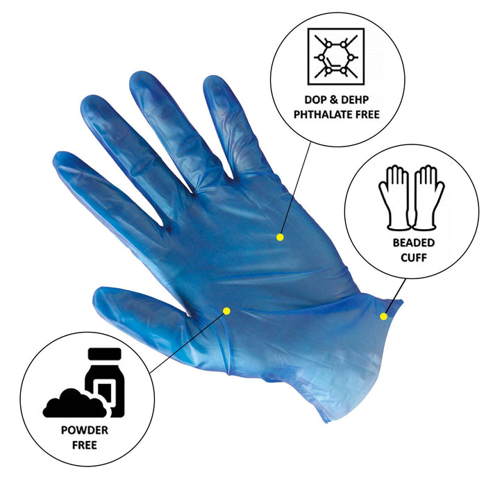 Proval Eco Blue PF Vinyl Disposable Glove