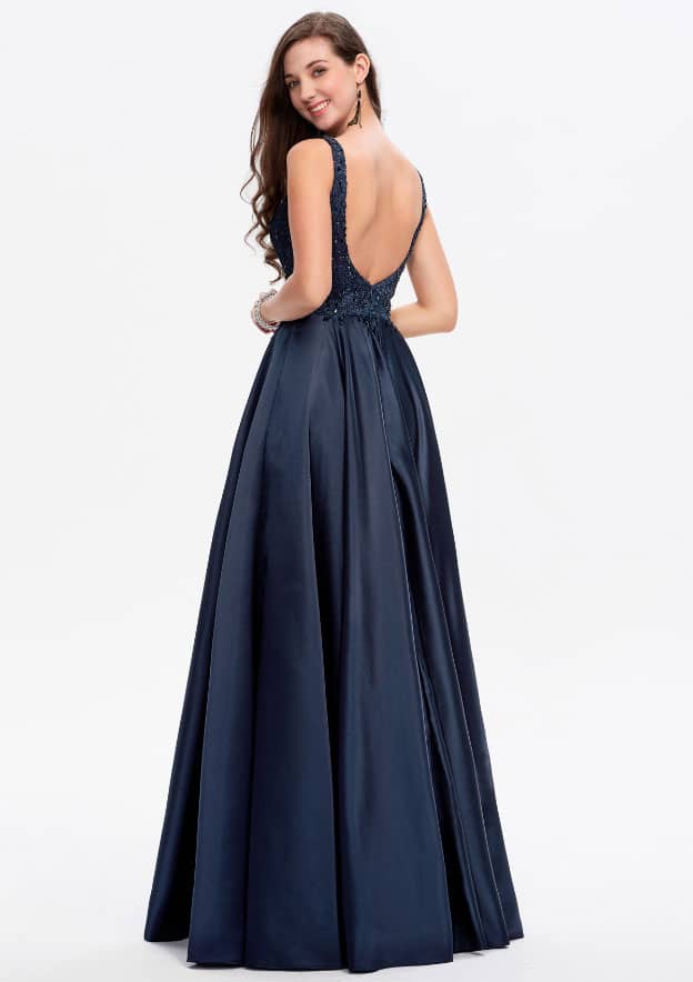 Romantic Wide Shoulder Straps Sleeveless Draped Backless Prom Dress