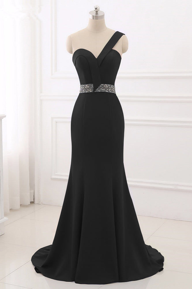 Royal Blue One Shoulder Sleeveless Mermaid Prom Dress with Beadsstones