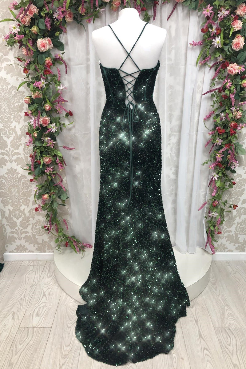 Royal Blue Sequin Straps Mermaid Long Prom Dress