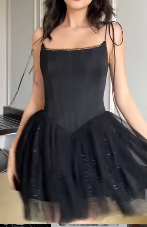 Sexy A-Line Short Prom Dresses Tulle Sleeveless Homecoming Dresses Spaghetti Straps Balck Birthday Dresses