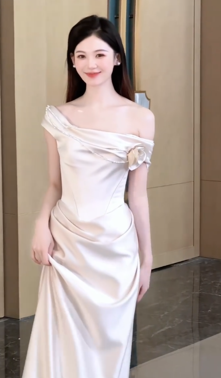 Simple Mermaid Off The Shoulder Satin Pleated Long Wedding Dresses