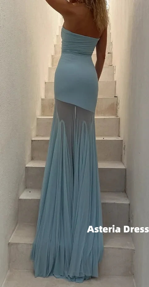 Simple Yellow Strapless Prom Dress, AST2326