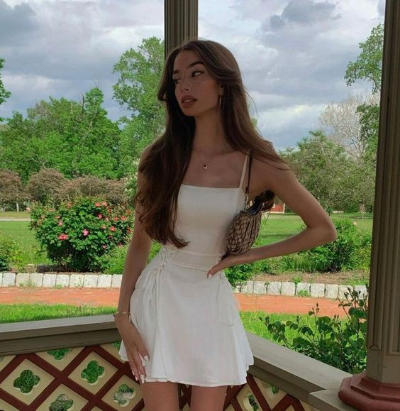 Spaghetti Straps White A Line Homecoming Dress