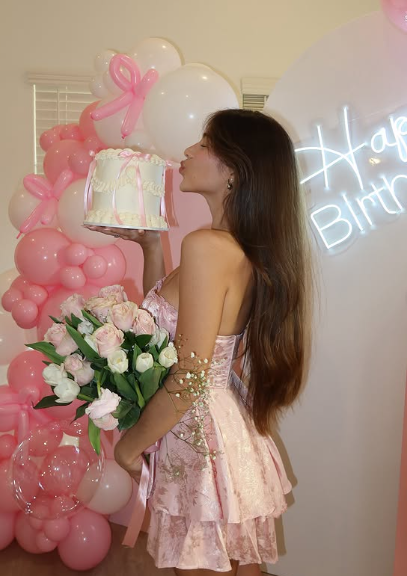 Sweet Satin Tube Top Herringbone Pink Dark Pattern A-line 17th Birthday Homecoming Dress