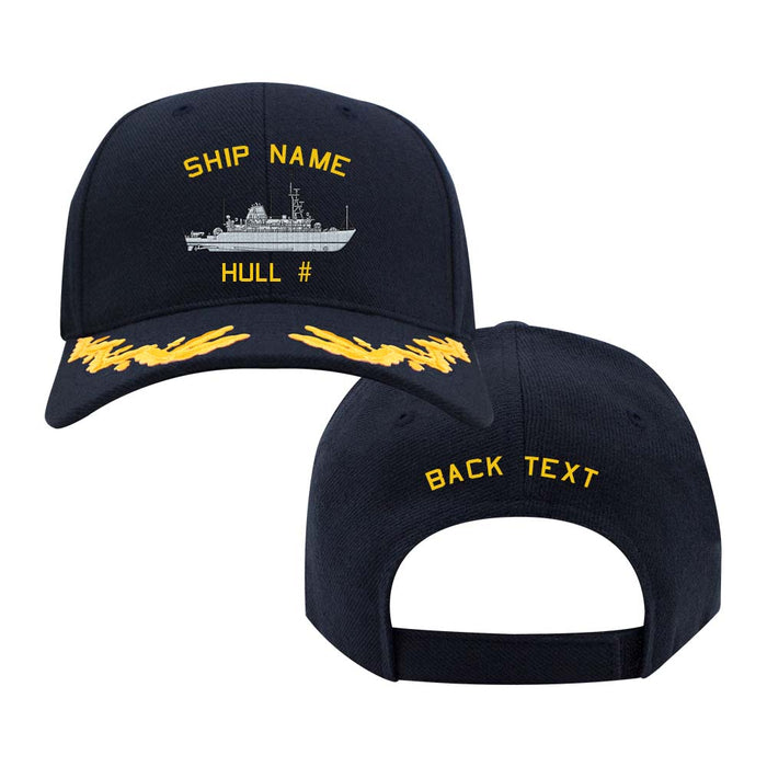 U.S. Navy Custom Ship Cap - Captain Scrambled Eggs -Avenger Class Mine Countermeasure Ship Hats and Caps