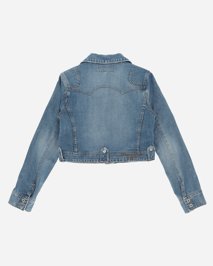 Pezze Vintage Wmns Crop Denim Jacket Blue Coats and Jackets Denim Jackets 057242 1