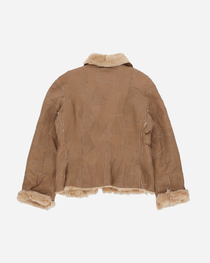Pezze Vintage Wmns Shearling Leather Jacket Brown Coats and Jackets Jackets 0572420 1