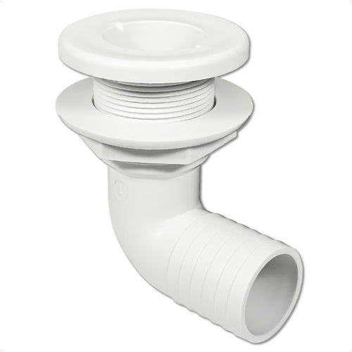 1-1/2" Angled Thru-Hull Fitting - White ABS Plastic - FO4984 - Five Oceans