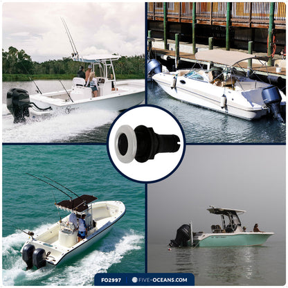 1-1/2" Thru-Hull Fitting, Black Nylon & Stainless Steel Head – FO2997 - Five Oceans