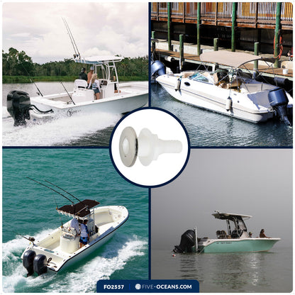 1-1/2" Thru-Hull Fitting, White Nylon & Stainless Steel Head – FO2557 - Five Oceans