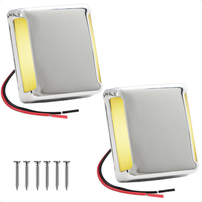 1-13/16" Square LED Surface-Mount Courtesy / Companionway Light, Warm White, 12V, 2-Pack - FO4457-M2 - Five Oceans