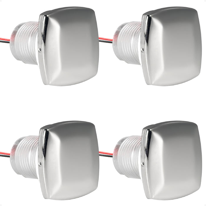 1-5/16" Square LED Thru-Hull Livewell / Courtesy Light, Warm White 16LM, 12V, 4-Pack - FO4836 - Five Oceans