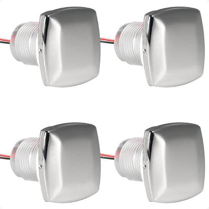 1-5/16" Square LED Thru-Hull Livewell / Courtesy Light, Warm White 16LM, 12V, 4-Pack - FO4836 - Five Oceans
