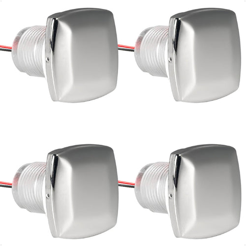 1-5/16" Square LED Thru-Hull Livewell / Courtesy Light, Warm White 16LM, 12V, 4-Pack - FO4836 - Five Oceans