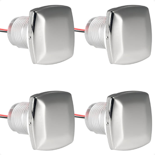 1-5/16" Square LED Thru-Hull Livewell / Courtesy Light, Warm White 16LM, 12V, 4-Pack - FO4836 - Five Oceans