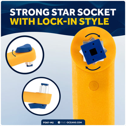 10" Universal Floating Winch Handle, Lock-In Mechanism, Orange & Blue, 2-Pack - FO87-M2 - Five Oceans