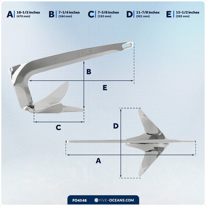 11 Lb. Bruce Claw Anchor, AISI316 Stainless Steel – FO4548 - Five Oceans