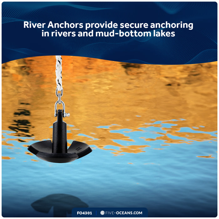 12 Lb. River Anchor, Black, Vinyl Coated - FO4301 - Five Oceans