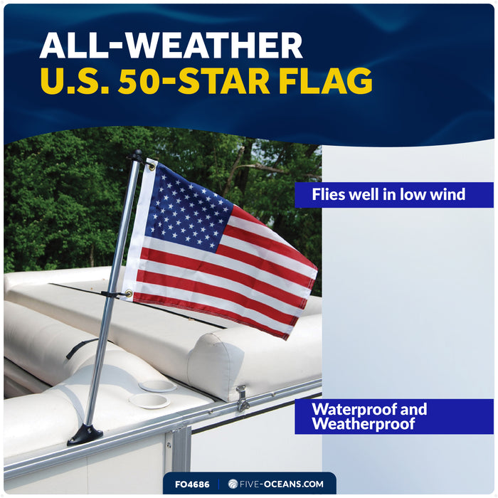 12" x 18" U.S. 50-Star Flag Kit with Flat Surface Mount - FO4686 - Five Oceans