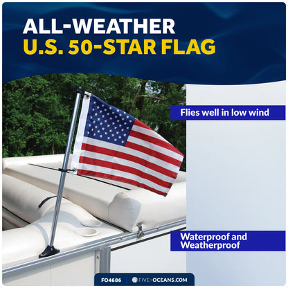 12" x 18" U.S. 50-Star Flag Kit with Flat Surface Mount - FO4686 - Five Oceans