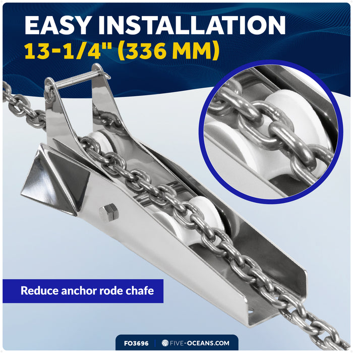 13-1/4" Hinged Self-Launching Anchor Bow Roller, AISI316 Stainless Steel - FO3696 - Five Oceans