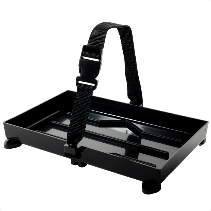 13" x 7" Group 27 Battery Tray with Hold-Down Strap, Black - FO4896 - Five Oceans