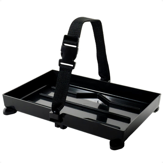 13" x 7" Group 27 Battery Tray with Hold-Down Strap, Black - FO4896 - Five Oceans