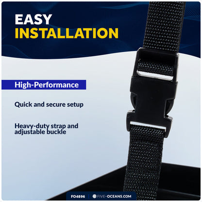 13" x 7" Group 27 Battery Tray with Hold-Down Strap, Black - FO4896 - Five Oceans