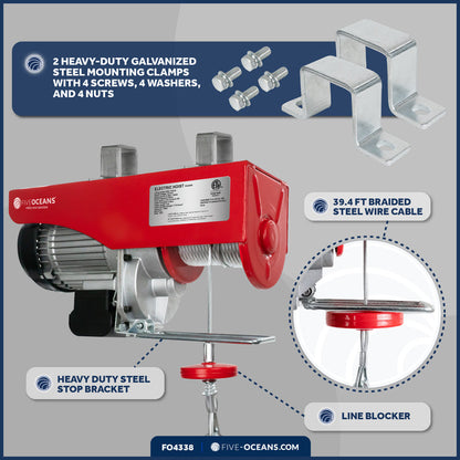 1320 Lb. Electric Hoist with 20Ft Cable Control, 120V AC - FO4338 - Five Oceans